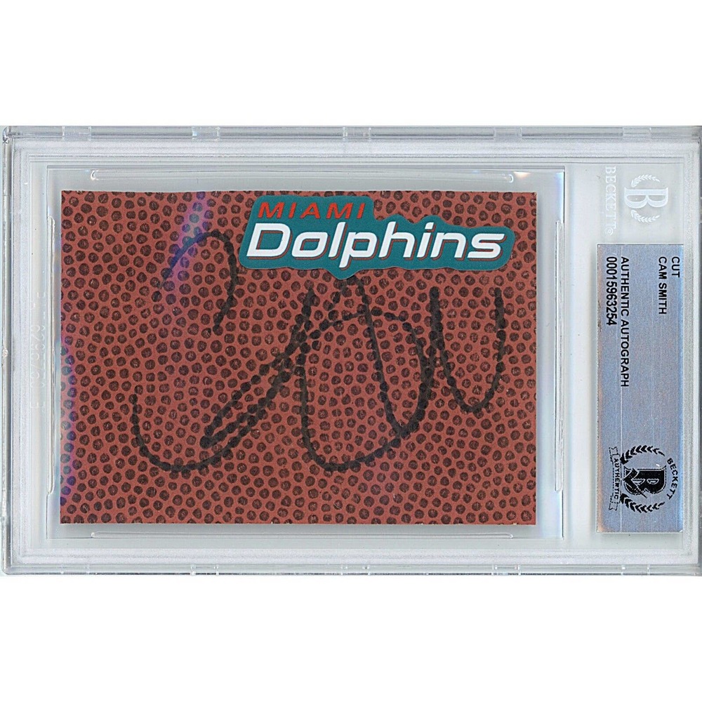 Cam Smith Autographed Miami Dolphins Football Cut - Beckett Authenticated Slab